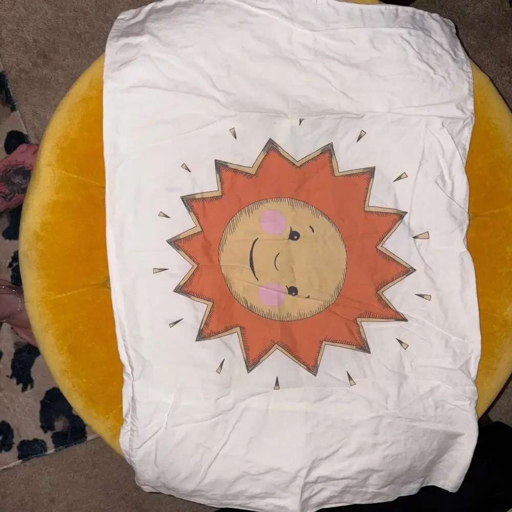 Vintage IKEA Kids Reversible Sun Rain Cloud Pillowcase Single
